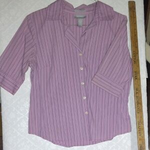 Vintage Old Navy Purple Button Down Shirt with 3/4 Sleeves